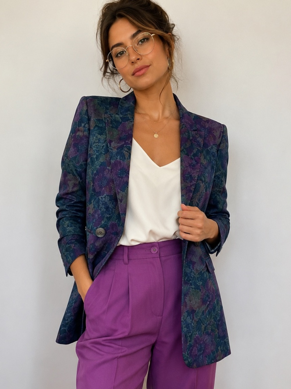 VTG Oleg Cassini Floral Blazer
